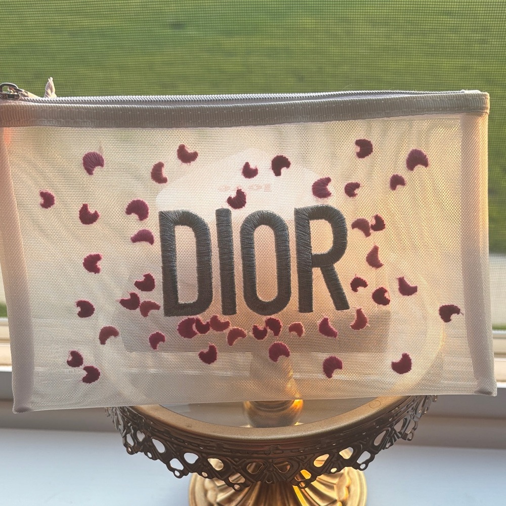 Dior Sheer Pouch with Burgundy Heart Details